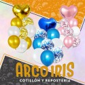 Globo Set Corazon - 9 Piezas Varios Colores  1 Corazon Mylar 18 - 5 Perlados 12 - 3 Cristal 12 + Confeti Valentin Apto Heli