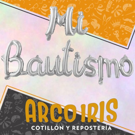 Mylar Frase Cursiva Mi Bautismo Metal Xu - Plat/dor/azul/rosa Gold/rose Foil Balloons Globo Metalizado Papel Mi Bautismo