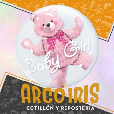 Mylar 24 Baby Girl Traslucido Con Osito Xu - 60 Cm Doble Globo Globo Metalizado Papel