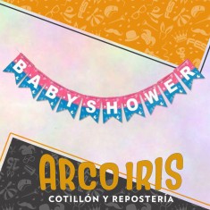 Banderin Baby Shower Xu - Celeste Y Rosa Chino