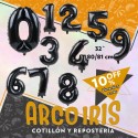 Mylar 32 Numero Negro Xu +5-10% 80/81 Cm Aprox Blister Promo Por Cantidad Globo Metalizado Papel