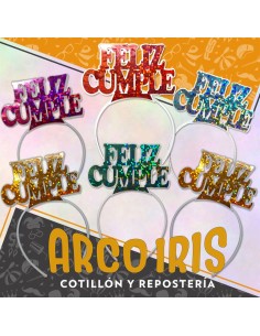 Vincha Frase Holografica Feliz Cumple X 6 -