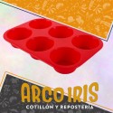 Silicona Molde Muffin X 6 Plancha Liso Bajo Colores