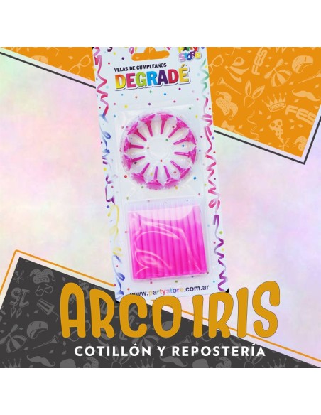 Vela Degrade Rosas X 24 -liquidacion- Con Portavela Party Store