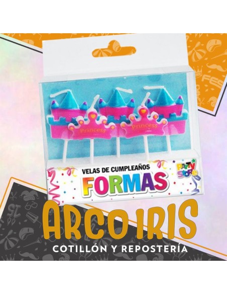 Vela Con Formas Princesa X 5 - Corona Castillo Party Store