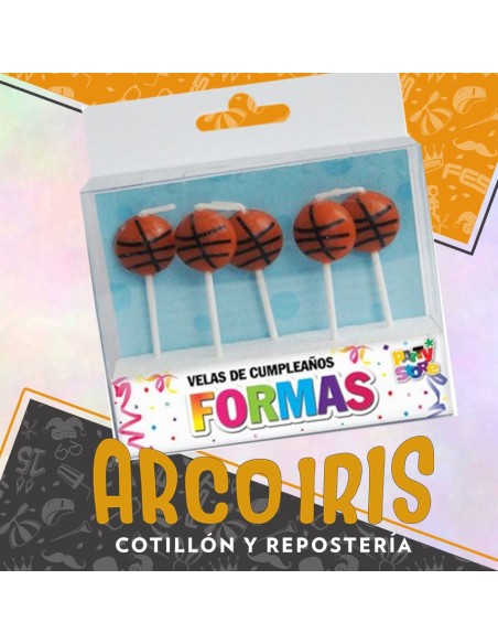 Vela Con Formas Pelota Basquet X 5 - Party Store