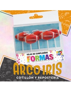 Vela Con Formas Pelota Rugby X 5 - Party Store