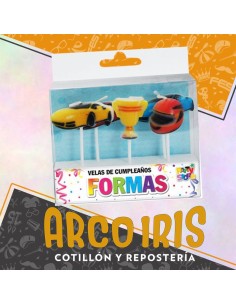 Vela Con Formas Carrera De Autos X 5 - Autos-casco-copa Party Store