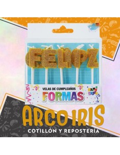 Vela Frase Feliz Cumplenos Dorado X 15 - Party Store