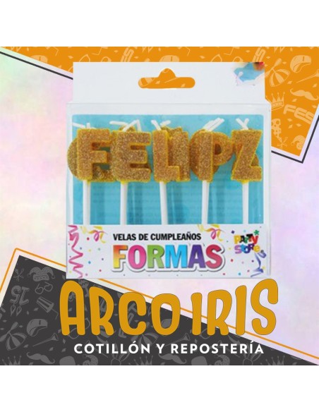 Vela Frase Feliz Cumplenos Dorado X 15 - Party Store