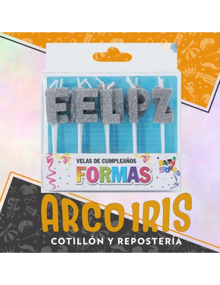 Vela Frase Feliz Cumpleanos Plateado X 15 - Party Store