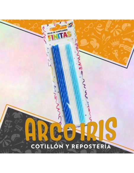 Vela Finitas Azul-blanca-celeste X 24 - Party Store