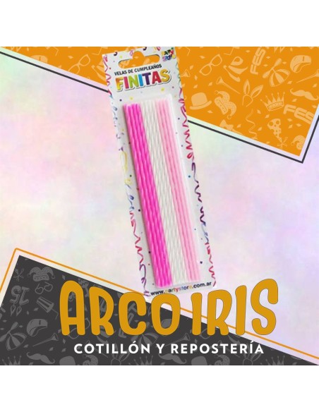 Vela Finitas Fucsia-blanca-rosa X 24 - Party Store