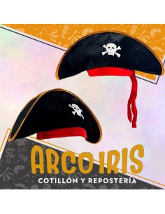 Gorro Pirata Birrete Borde Dorado Con Pano Rojo