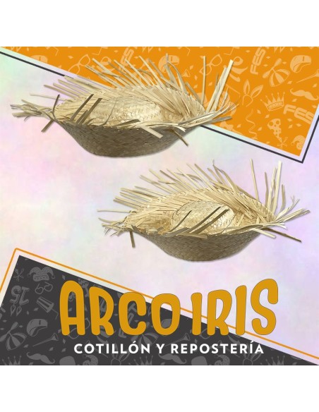 Gorro Rafia Capelina Xu - Precio Liquidacion - Colores: Natural Rojo Verde- Con Flecos