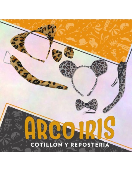 Set Leopardo Vincha/cola/mono Blanco-marron