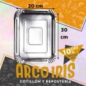 Bandeja Rectangular 20 X 30 Cm Plateada Metal Xu +10-10% Promo Por Cantidad
