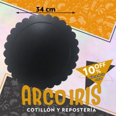 Bandeja Redonda 34 Cm Negro Mate Xu +10-10% Promo Por Cantidad