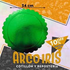 Bandeja Redonda 34 Cm Verde Metal Xu +10-10% Promo Por Cantidad San Patricio