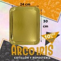 Bandeja Rectangular 24 X 30 Cm Dorada Metal Xu +10-10% Promo Por Cantidad