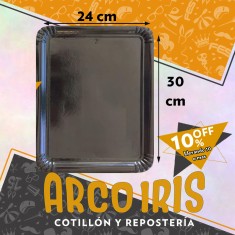 Bandeja Rectangular 24 X 30 Cm Negra Mate Xu +10-10% Promo Por Cantidad