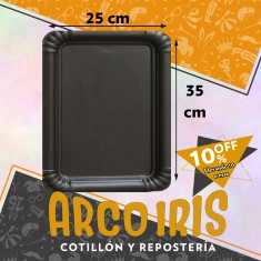 Bandeja Rectangular 25 X 35 Cm Negro Mate Xu +10-10% Promo Por Cantidad