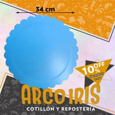 Bandeja Redonda 34 Cm Celeste Mate Xu +10-10% Promo Por Cantidad