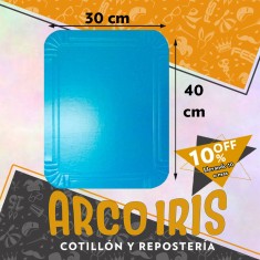 Bandeja Rectangular 30 X 40 Cm Celeste Mate Xu +10-10% Promo Por Cantidad