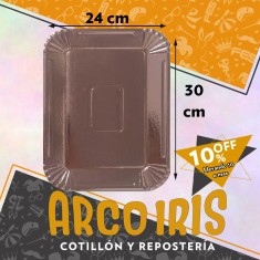 Bandeja Rectangular 24 X 30 Cm Rosa Metal Xu +10-10% Promo Por Cantidad