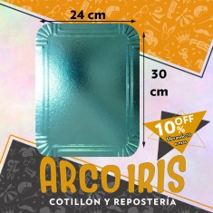 Bandeja Rectangular 24 X 30 Cm Celeste Metal Xu +10-10% Promo Por Cantidad