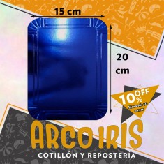 Bandeja Rectangular 15 X 20 Cm Azul Metal Xu +10-10% Promo Por Cantidad