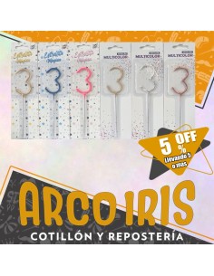 Vela Sparkles Numero 3 Xu +5-5% - Varios Colores Promo Por Cantidad Plata-dorado-rosa Gold-rosa-celeste-azul- Estrellita - Ex