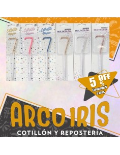 Vela Sparkles Numero 7 Xu +5-5% - Varios Colores Promo Por Cantidad Plata-dorado-rosa Gold-rosa-celeste-azul Estrellita Exhib