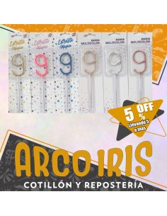 Vela Sparkles Numero 9 Xu +5-5% - Varios Colores Promo Por Cantidad Plata-dorado-rosa Gold-rosa-celeste-azul- Estrellita Exhi