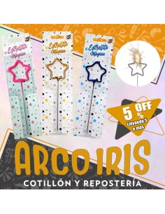 Vela Sparkles Estrella Xu +5-5% - Varios Colores Promo Por Cantidad Plata-dorado-rosa Gold-rosa-azul-estrellita Exhibidora Pa