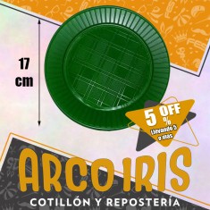 Plato 17 Cm Verde X 50 - +5-5% Navidad San Patricio Promo Por Cantidad