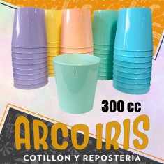Vaso Plastico Pastel 300 Cc X 10 - Varios Colores Amarillo-verde-lila-rosa