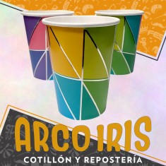 Vaso Multicolor Plata Stamp 8 Onzas X 8 - Polipapel Festcopack