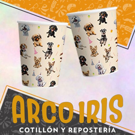 Kit Cumple Perros Chico - Poster + Banderin + Adorno Torta + Gorrito + 6 Vasos + 6 Plastos + 2 Manteles + 20 Servilletas Masc