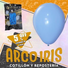 Globo Estandar 12 X 25 - Celeste +10-5% Promo Por Cantidad Globolandia
