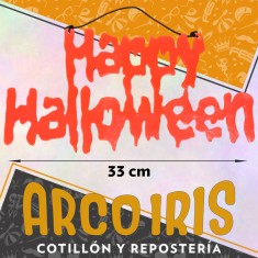 Cartel Happy Halloween Para Colgar Xu - 33 Cm Halloween Para Deco Adorno Plastico Stasio