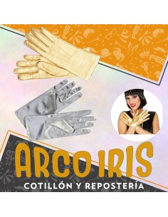 Guantes Cortos Metalizado 22 Cm -53812-