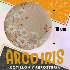 Florcitas Plato 18 Cm X 8 - Polipapel Redondo Festcopack