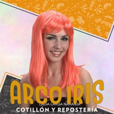 Peluca Lacia Larga Naranja