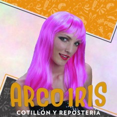 Peluca Lacia Larga Rosa