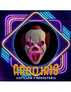 Luminoso Mascara Payaso It Xu - Tira De Luz Y Control 3 Efectos Halloween