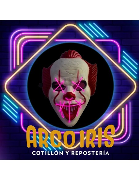 Luminoso Mascara Payaso It Xu - Tira De Luz Y Control 3 Efectos Halloween