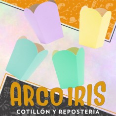 Pochoclera Lisas Pastel X 10 Gold Mundo-rosa-amarillo-celeste-agua Marina-lila-