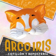 Careta Animal Gato Xu - Blanco Gris Negro Naranja Gape 2