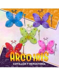 Ala Set Mariposa Con Vincha Y Cetro Con Flor Metal Xu Primavera